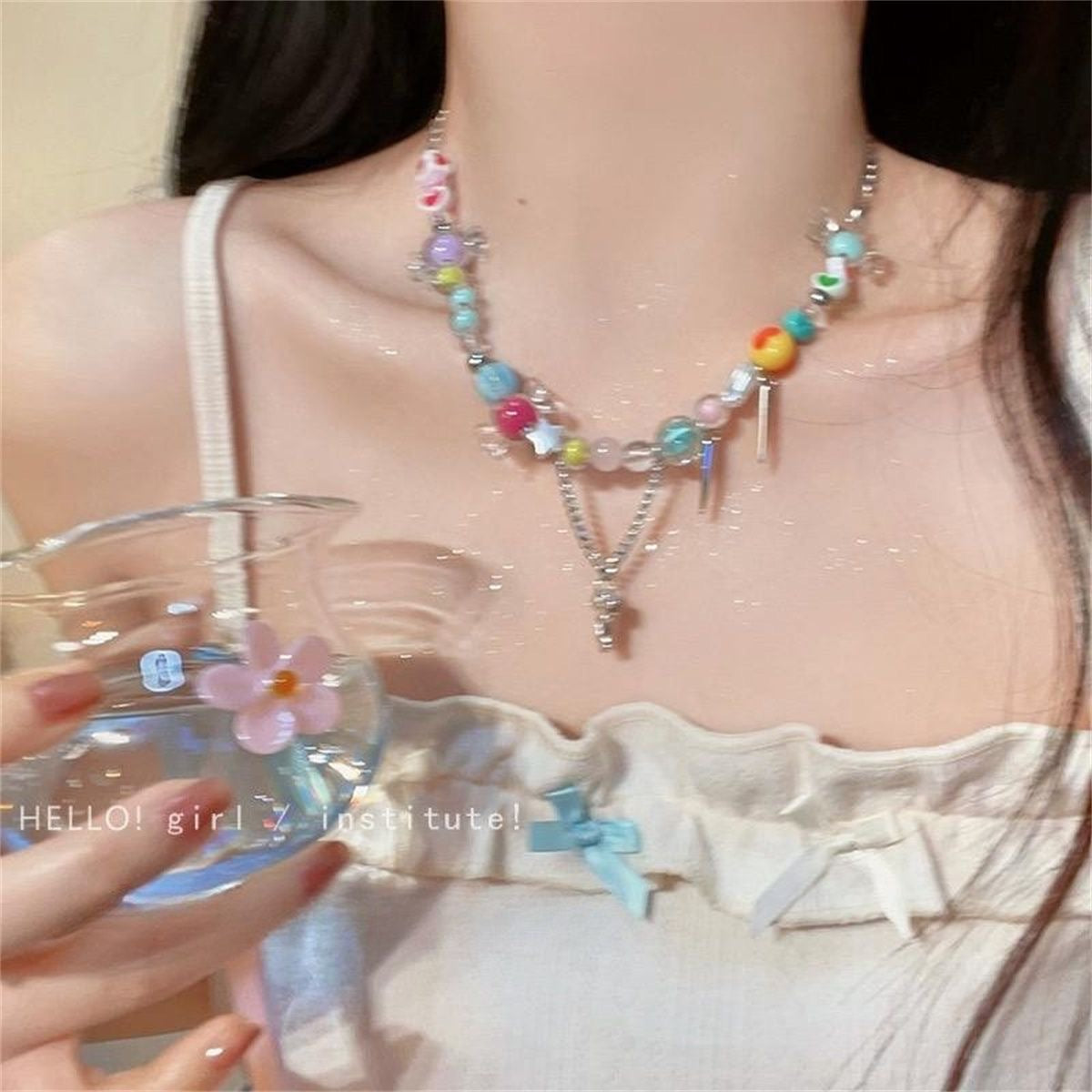 ドーパミンのカラフルなビーズネックレス