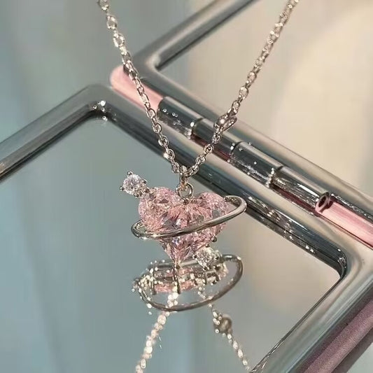 キングピンクダイヤモンドハートネックレス